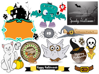 Cartoon Halloween Characters and clip-art Elements