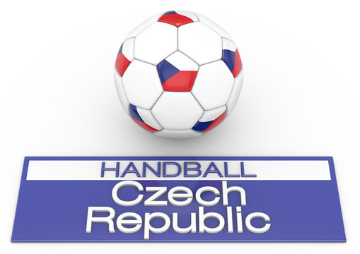 Handball mit Tschechien Flagge, Version 2, 3D-Rendering