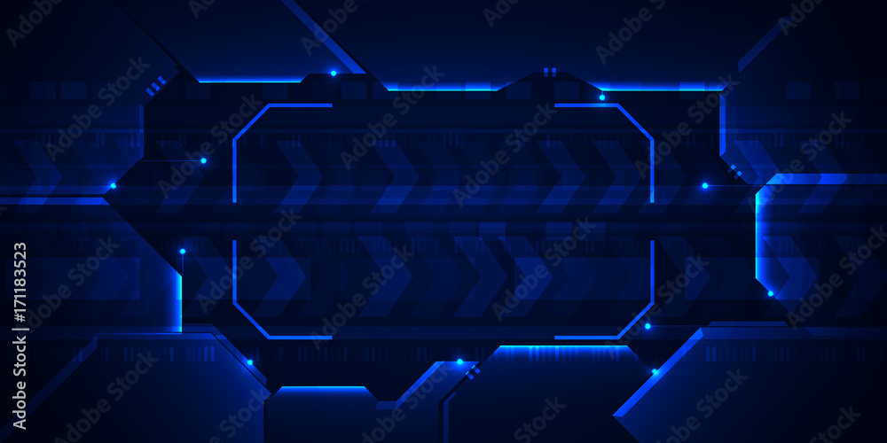 Wall mural hi-tech speed technology , abstract blue frame digital background