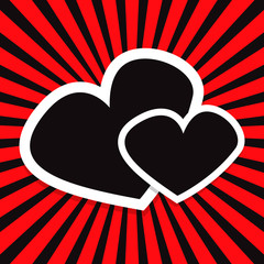 Retro Valentine Heart Sunburst Background