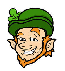 Cheerful Leprechaun Cartoon Face Expression
