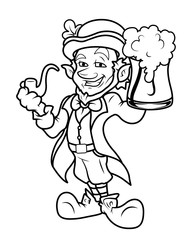 Adult Leprechaun with Cigar and Beer