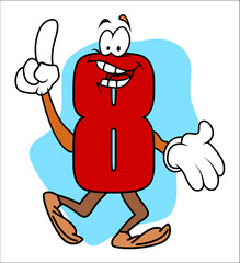Happy Cartoon Number Eight Vector