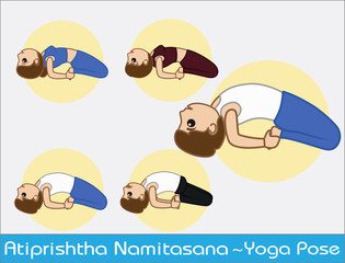 Yoga Cartoon Vector Poses - Atiprishtha Namitasana