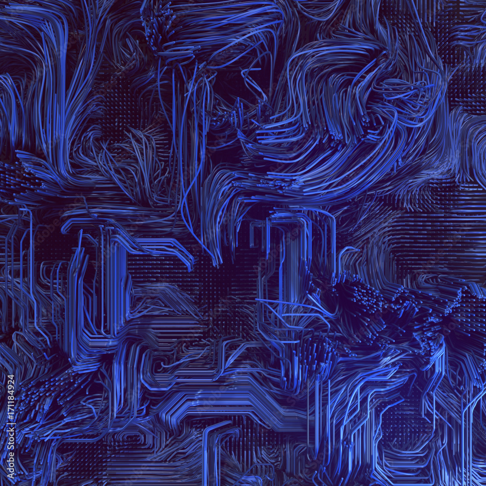 Fototapete digital blue lines abstract background. 3d rendering
