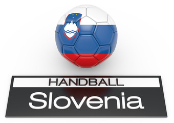 Handball mit Slovenien Flagge, Version 1, 3D-Rendering