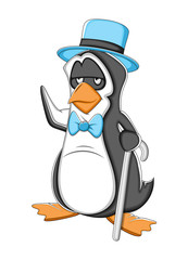 Gentleman cartoon Penguin Vector Illustration