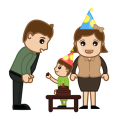 Kid Celebrating Birthday with His Family