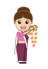 Laughing Political Lady with garland