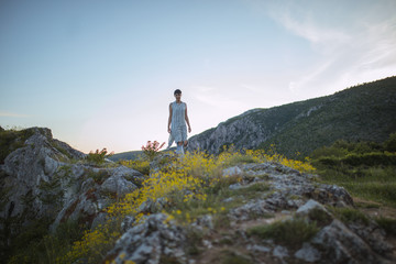 Fototapeta premium Woman on mountain