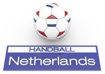 Handball mit Niederlande Flagge, Version 2, 3D-Rendering