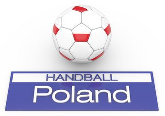 Handball mit Polen Flagge, Version 2, 3D-Rendering