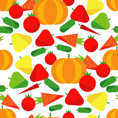 Seamless pattern with vegetables on a white background. Harvest festival. Thanksgiving. Flat design. Textile rapport.