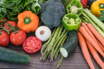 Fresh Vegetables on Wood Table