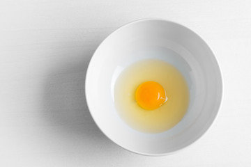  Fresh raw egg bowl on white 