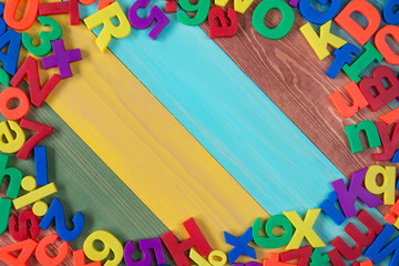 Colorful letters on colored background