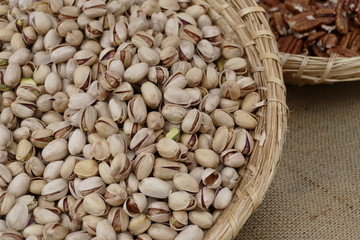 bowl of pistache nut sold at a market