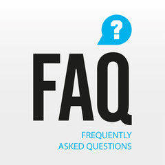 Vector FAQ element with button - question mark, and with text - Frequently Asked Questions. Color - black and blue. Eps 10 vector file.