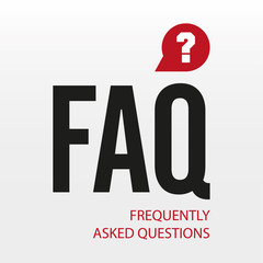 Vector FAQ element. With button - question mark. With text  - Frequently Asked Questions. Color - black, red. Eps 10 vector file.