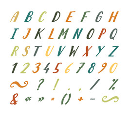 Handwritten font with punctuation marks