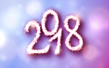 2018 year background, glowing numbers, Vector design.