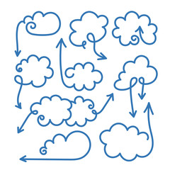 Set of speech bubbles with arrows