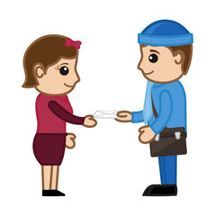 Postman Giving a Letter to a Girl