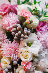 Wedding floral decoration, flowers bouquet closeup