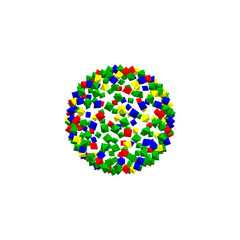 3d Sphere from particles. Isolated on white.Vector colorful illustration.