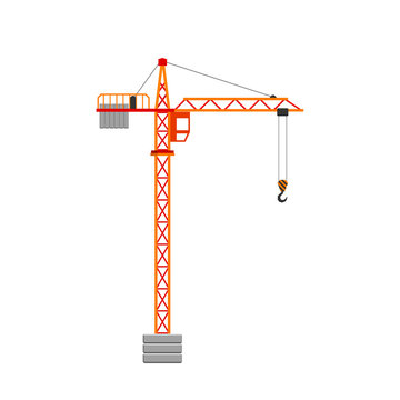 Tower crane. Isolated on white background. Vector illustration.