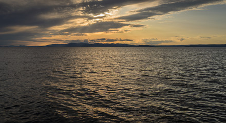 Seascape the background of the dramatic sky.