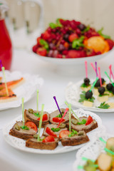 Catering food at table at catering buffet