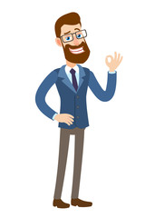 Hipster Businessman showing a okay hand sign