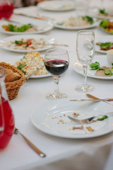 Leftovers on plate during catering event.