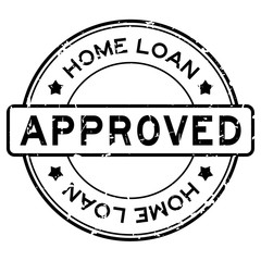 Grunge black home loan approved word round rubber seal stamp on white background