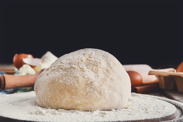 Homemade bakery, close-up of raw dough