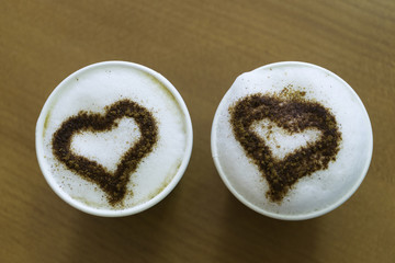 Two cups of coffee on the table