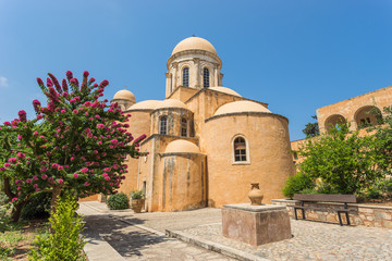 Fototapeta na wymiar Chania, Greece - August, 2017: Monastery of Agia Triada Tzagaroli in Chania region on Crete island, Greece.