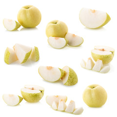 Chinese pear and Sliced isolated on a whate background