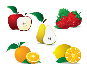 fresh fruit set illustration design