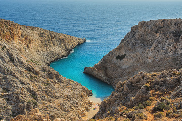Fototapeta na wymiar Picture of Seitan limania or Stefanou beach, Crete.