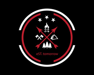 camping retro badge two color