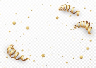 Golden serpentine on a transparent background. Template for Christmas cards, brochure, booklet, leaflets, banners and posters. Vector illustration