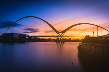 Fototapeta na wymiar Infinity Bridge at sunset In Stockton-on-Tees, UK