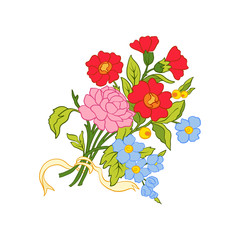 Colored vintage flowers bouquet or pattern 