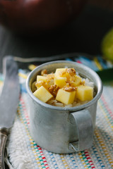 Sticky rice with mango fruit and nuts