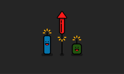 Firecrackers (Line Art in Flat Style Vector Illustration Icon Design)