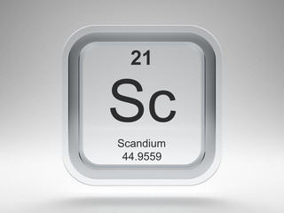Scandium symbol on modern glass and metal rounded square icon