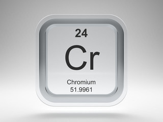 Chromium symbol on modern glass and metal rounded square icon