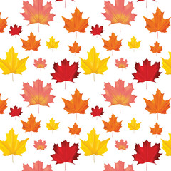 Naklejka na ściany i meble Seamless Autumn Leaves Background Pattern in Vector